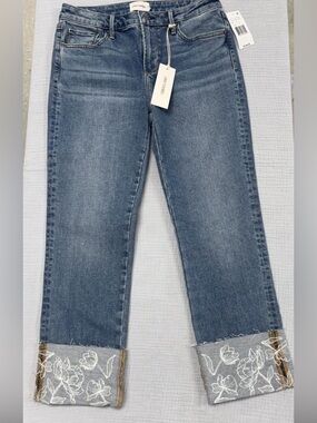 DRIFTWOOD Colett floral Straight-Leg Jeans with Embroidered Cuffs